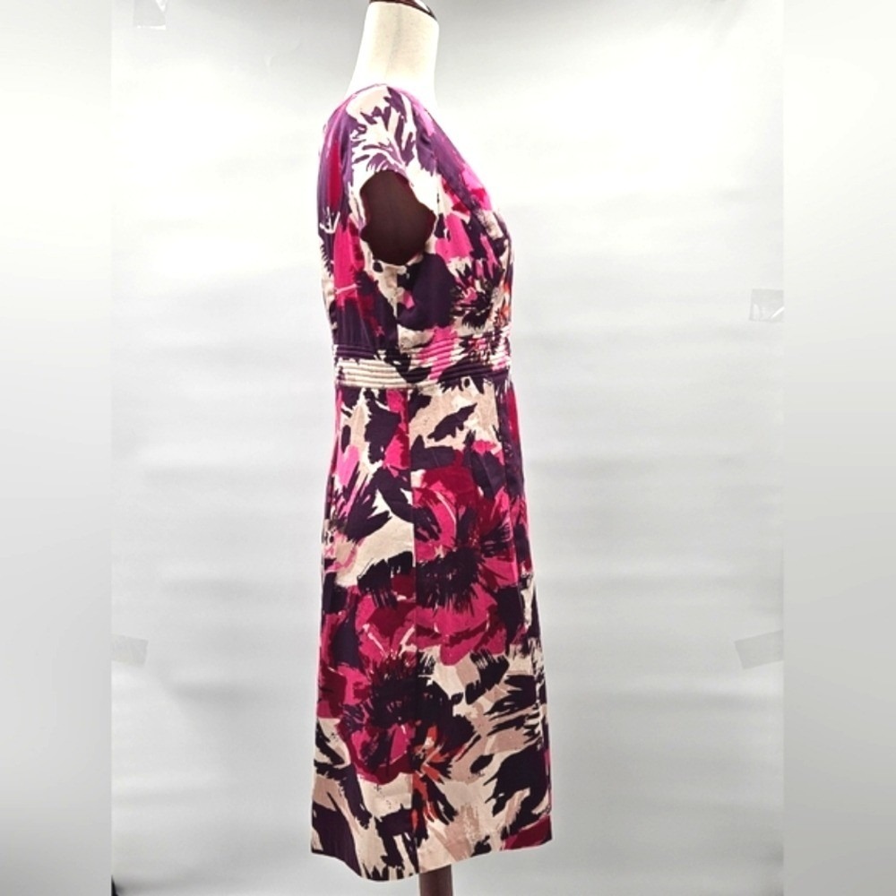 Donna Ricco New York Women Floral Print V Neck Short Sleeve‎ Midi Dress Size 12 - Picture 3 of 11
